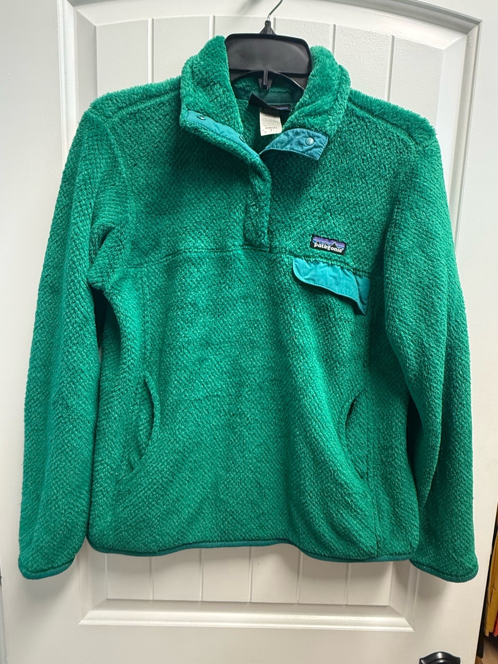 Patagonia Fleece Pullover Womens Small Green Re-Tool Snap-T 1/4 Snap High Pile E